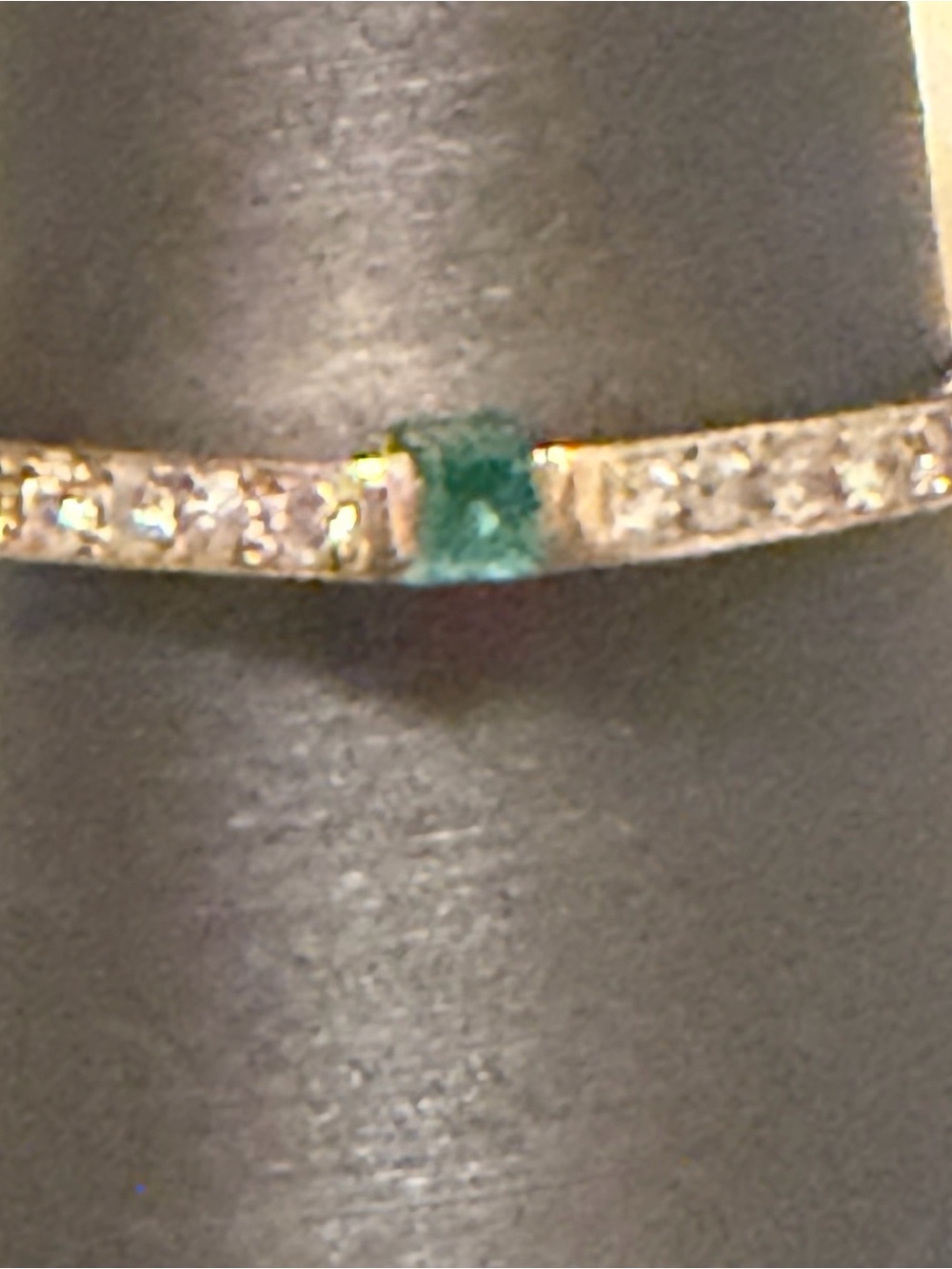 Delicate 18k gold Emerald Accent Women's Ring - Green  Stone with Diamond Accent